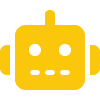 Yellow robot face icon with round eyes and antennas.
