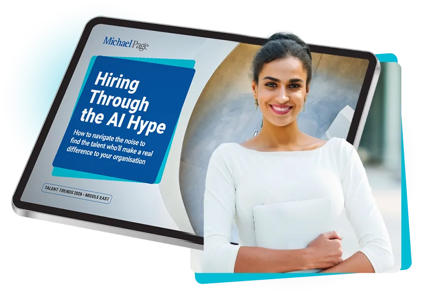 Additional Talent Trends 2026 image featuring a woman in front of a tablet in the background with this edition cover