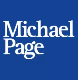 Michael Page logo on a blue background.