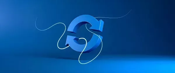 A circular blue arrow demonstrating retail expertise